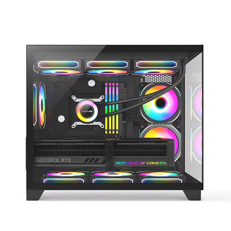 Nine-Tailed Fox T1 PC Case – White or Black | Micro-ATX & ATX, Tempered Glass