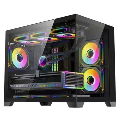 Nine-Tailed Fox T1 PC Case – White or Black | Micro-ATX & ATX, Tempered Glass