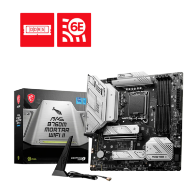 MSI MAG B760M Mortar WiFi II Motherboard – DDR5, LGA 1700, Intel 13th/14th Gen Compatible
