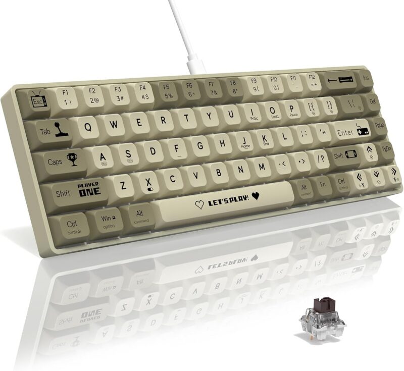 AJAZZ AK680 65% Mechanical Gaming Keyboard – Hot-Swappable, Red Switches, Mac/Windows