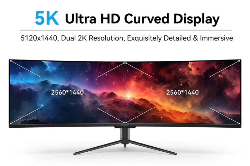 INNOCN 49C1R 49" Curved Super Ultrawide Gaming Monitor – Dual QHD 5120x1440 32:9, 120Hz, 1800R, USB-C 65W, HDR 400, PIP/PBP – For Gaming, Trading & Office