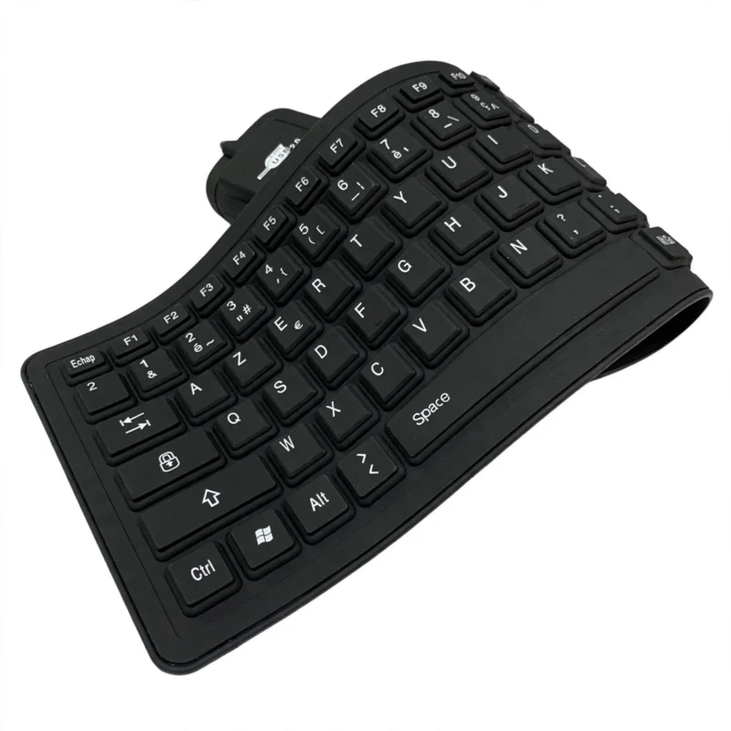French AZERTY USB Wired Silicone Waterproof Keyboard for Desktop and Laptop
