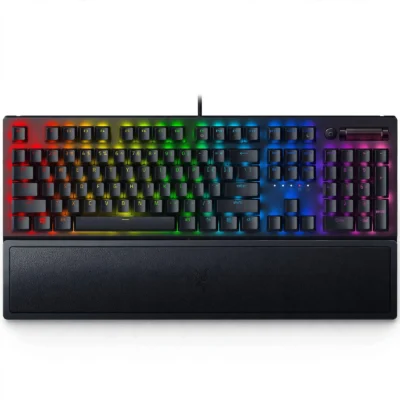 Black Widow V3 Mechanical Gaming Keyboard – 104 Keys, Green Switches, RGB Backlight & Wrist Rest
