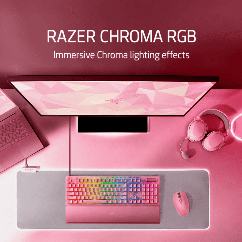 Black Widow Spider V3 Rose Quartz Mechanical Gaming Keyboard – 104-Key RGB Backlit Wired Keyboard